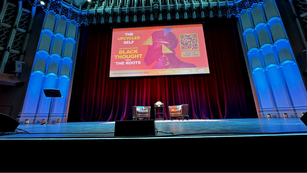 Empty Stage at Bovard Auditorium for Black Thought Event