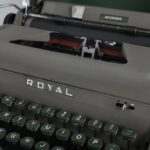 A close-up of a Royal typewriter